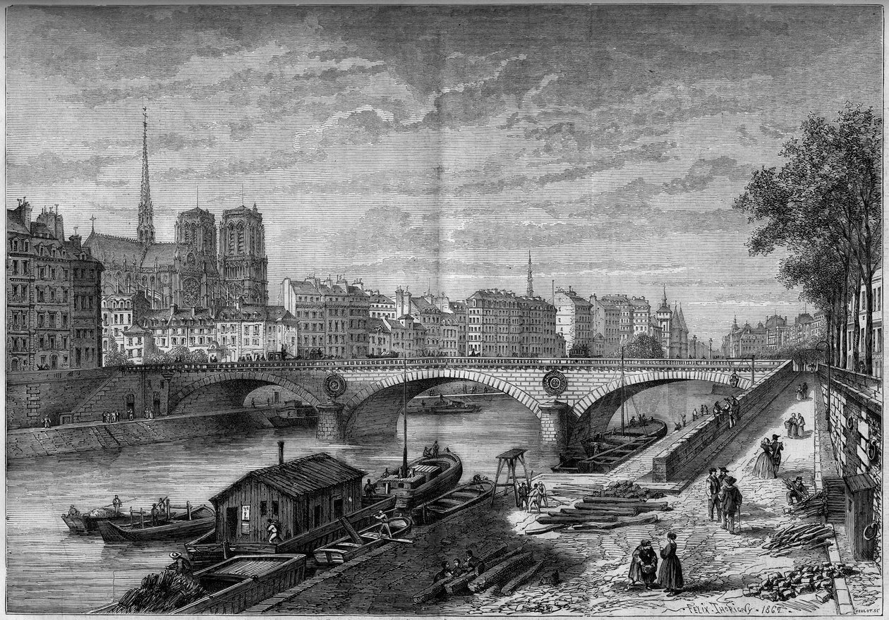 Utsikt över Louis Philippe-bron (1861-1862), Paris av French School