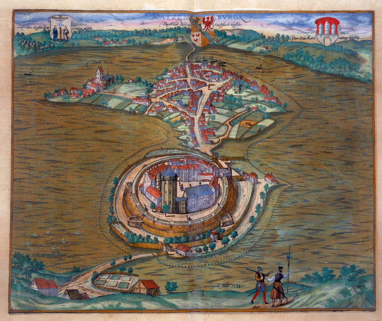 Utsikt över Place de Louis le Grand, med ett av rummen byggt för tillfället av Monseigneur le Dauphins bröllop (detalj av 101866) (färggravyr) av French School