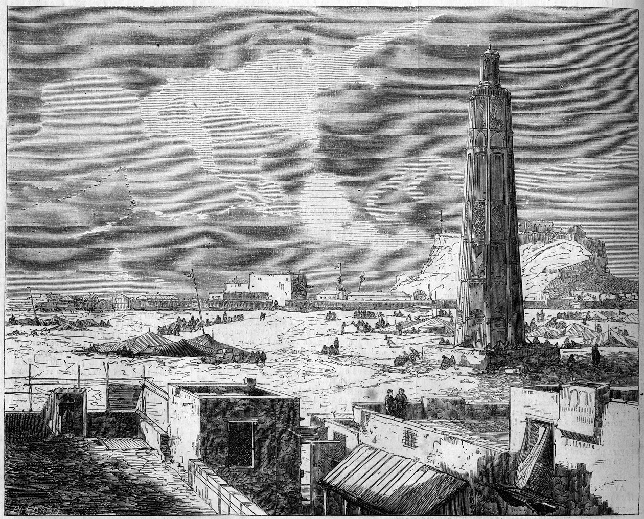 Utsikt över staden Aden, Jemens huvudstad, 1861. Gravyr i "" Le Monde Illustré"" nr 242 den 30 november av French School
