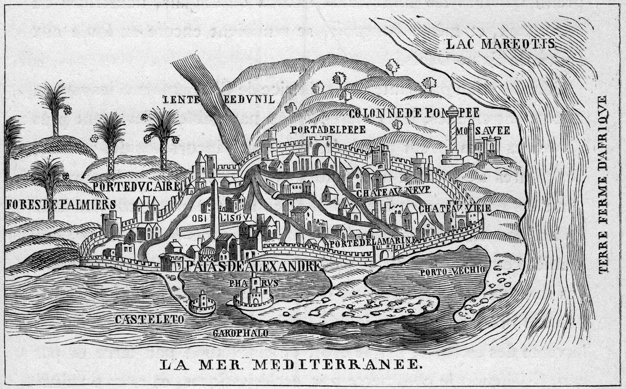Utsikt över staden Alexandria, Egypten av French School