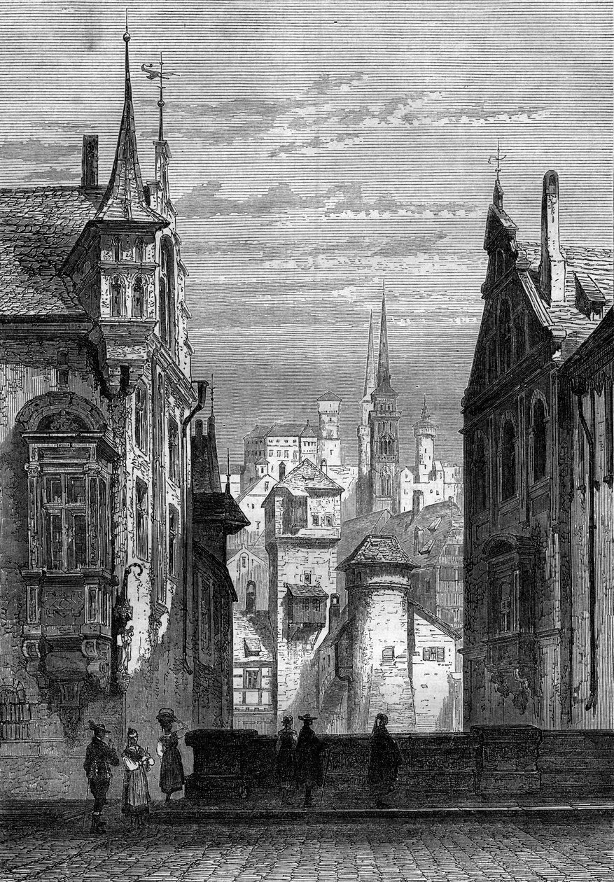 Utsikt över staden Nürnberg i Tyskland av French School