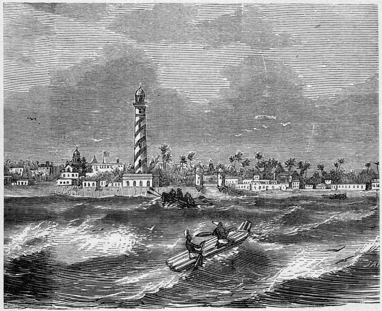 Utsikt över staden Pondicherry (Puducherry), Indien av French School
