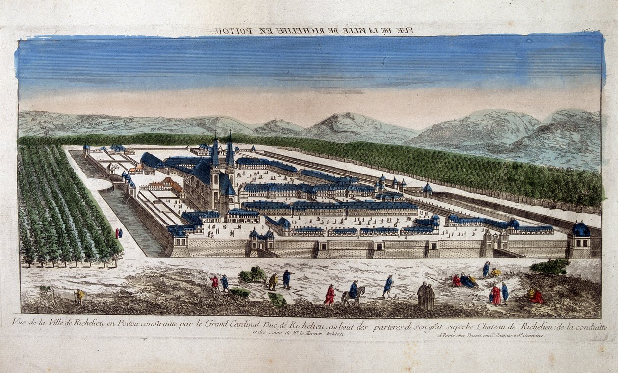 Utsikt över staden Richelieu i Poitou - Optisk av French School