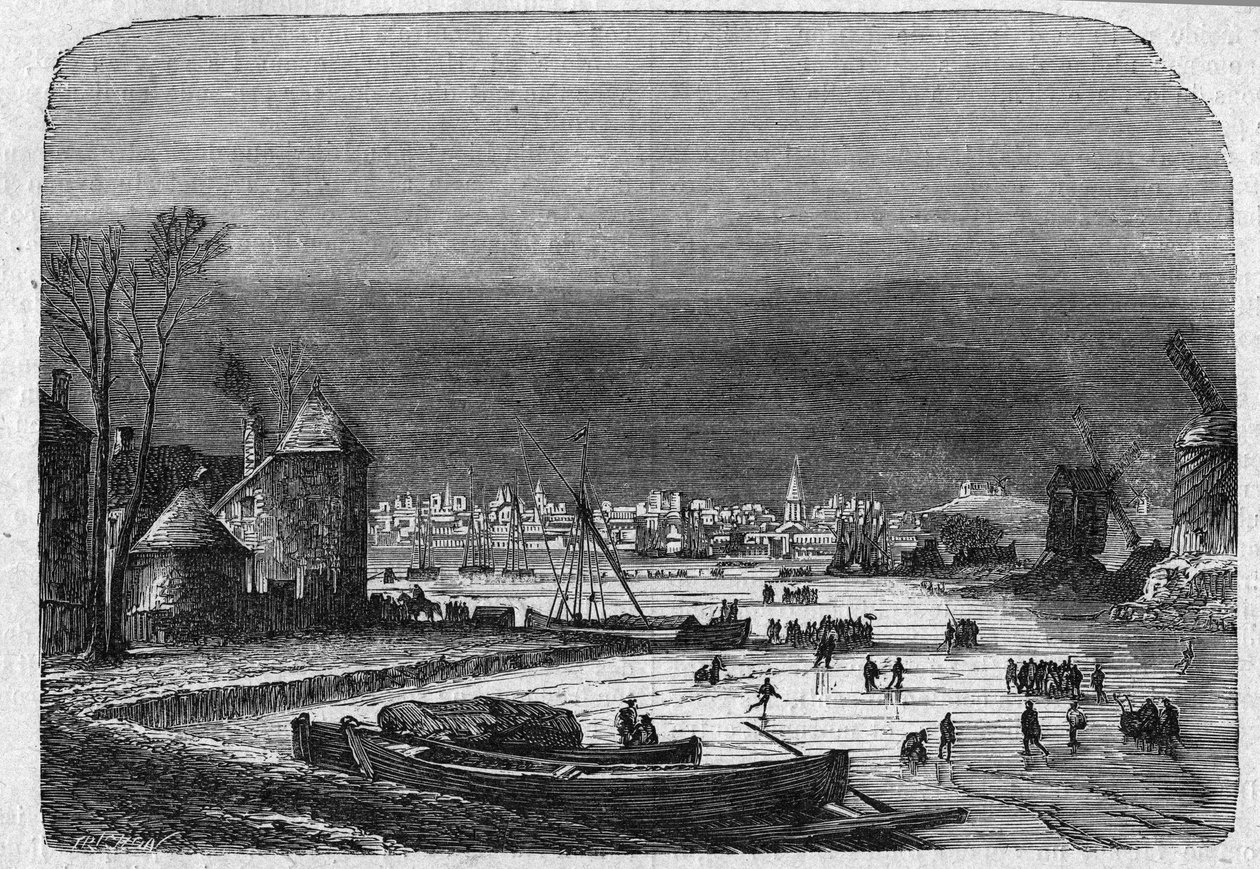Utsikt över staden Haag i Holland, sent 1800-tal. Gravyr i "La gazette du dimanche"" av den 5 december 1895. av French School