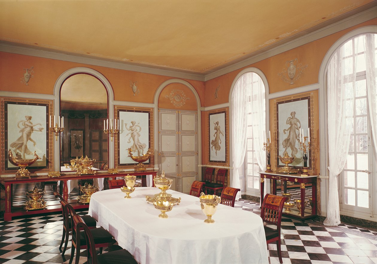 Utsikt över matsalen med fresker i Pompeji-stil av Louis Lafitte (1770-1828) av French School