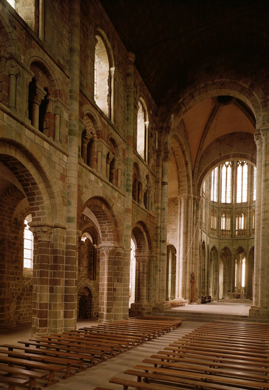 Utsikt över långhuset från koret, 1020-1135 (se även 181868) av French School