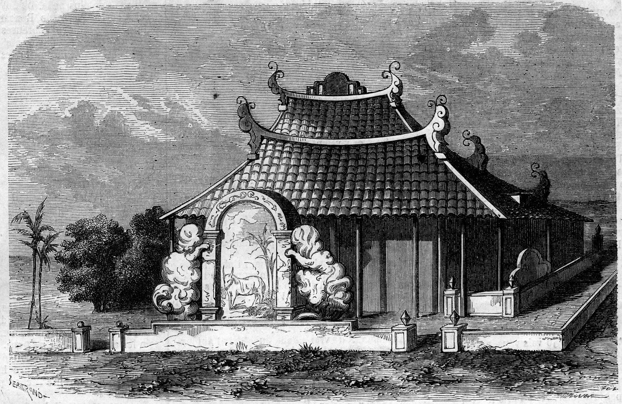 Utsikt över graven av Georges Pierre Pigneau de Behaine (1741-1799), biskop av Adran. Saigon, Cochin Kina av French School