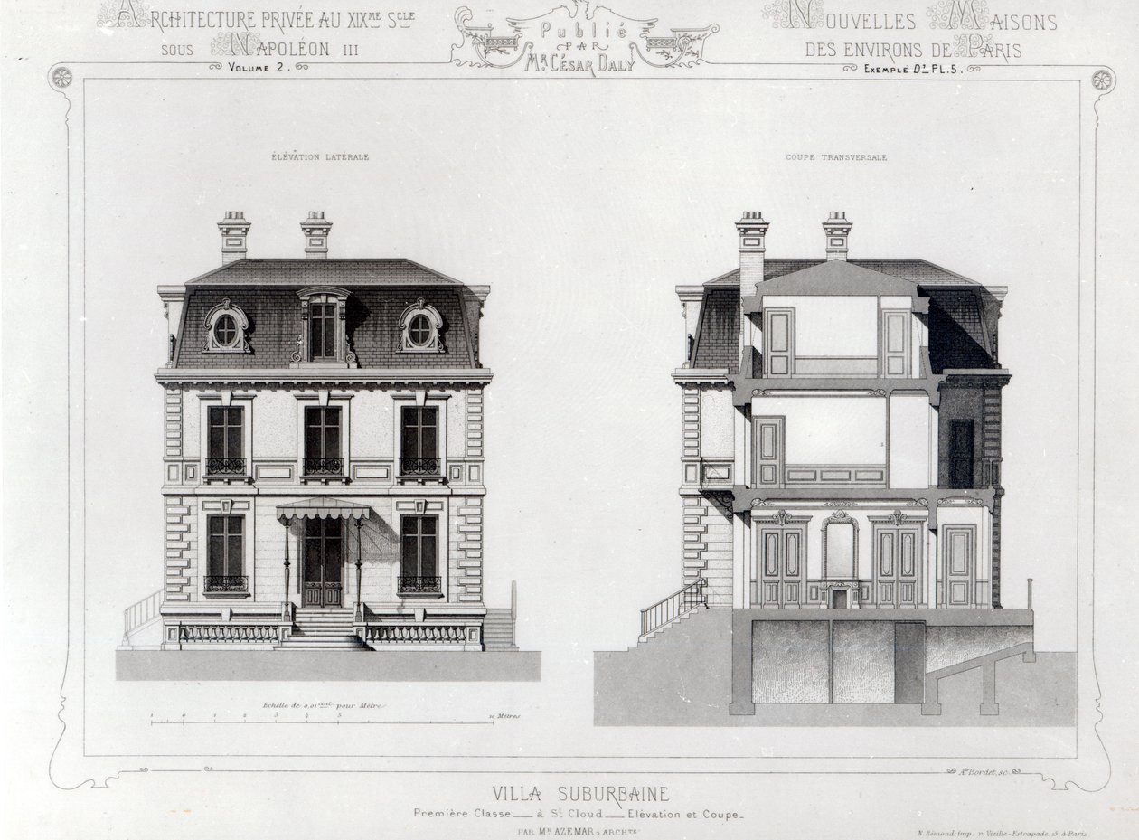 Suburban Villa, Premier Chasse på St. Cloud, från Architecture Privee au C19th, av French School