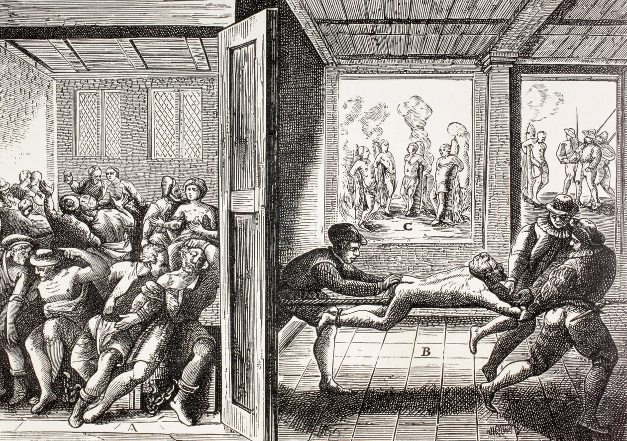 De franska hugenotternas våld mot katolikerna i södra Frankrike, från "Militärt och religiöst liv under medeltiden" av Paul Lacroix, publicerad i London ca 1880 av French School
