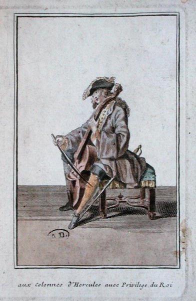 Violincello, ca 1700 (gravyr) av French School