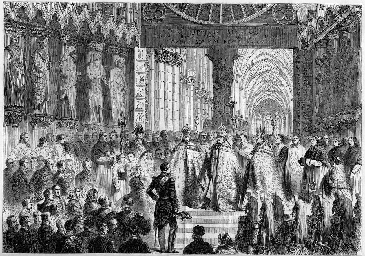 Besök av Napoleon III (1808-1873) och Impress Eugenie (1826-1920) i Reims av French School