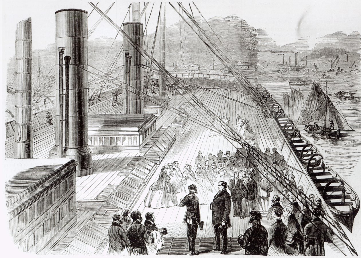 Prins Napoleons besök i Great Eastern i Southampton den 18 oktober 1859, illustration från Le Monde Illustre, 5 november 1859 av French School