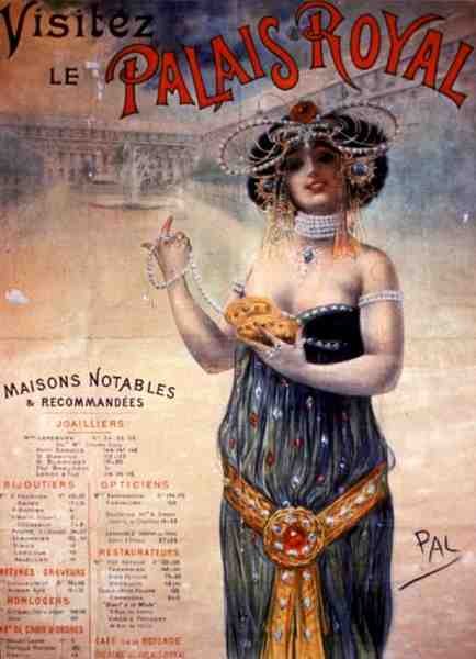 "Visit the Palais Royal", Paris (färglitografi) av French School