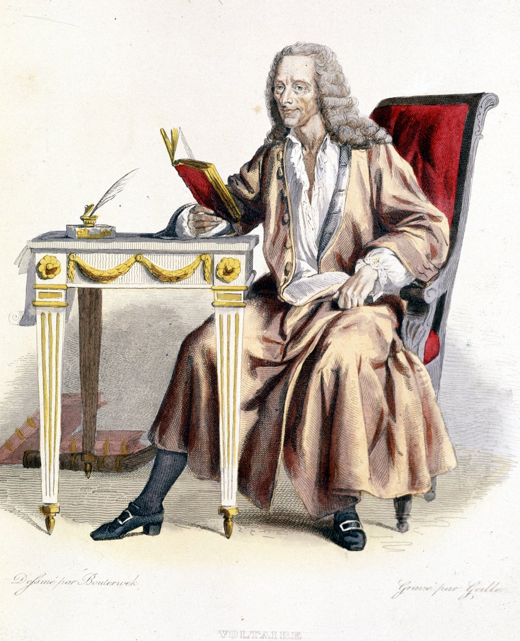 Voltaire - i Ed. Mennechet, "" Den franske Plutarchen"" av French School