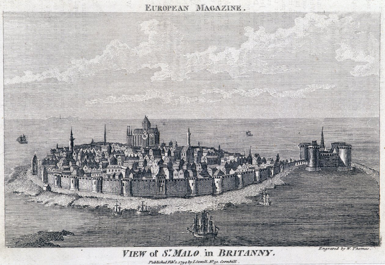 Vy över St Malo - Gravyr av Thomas av French School