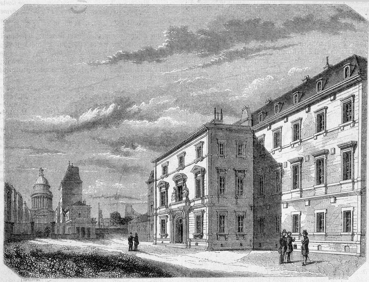 Vy över Ecole Normale - gravyr, sent 1800-tal av French School