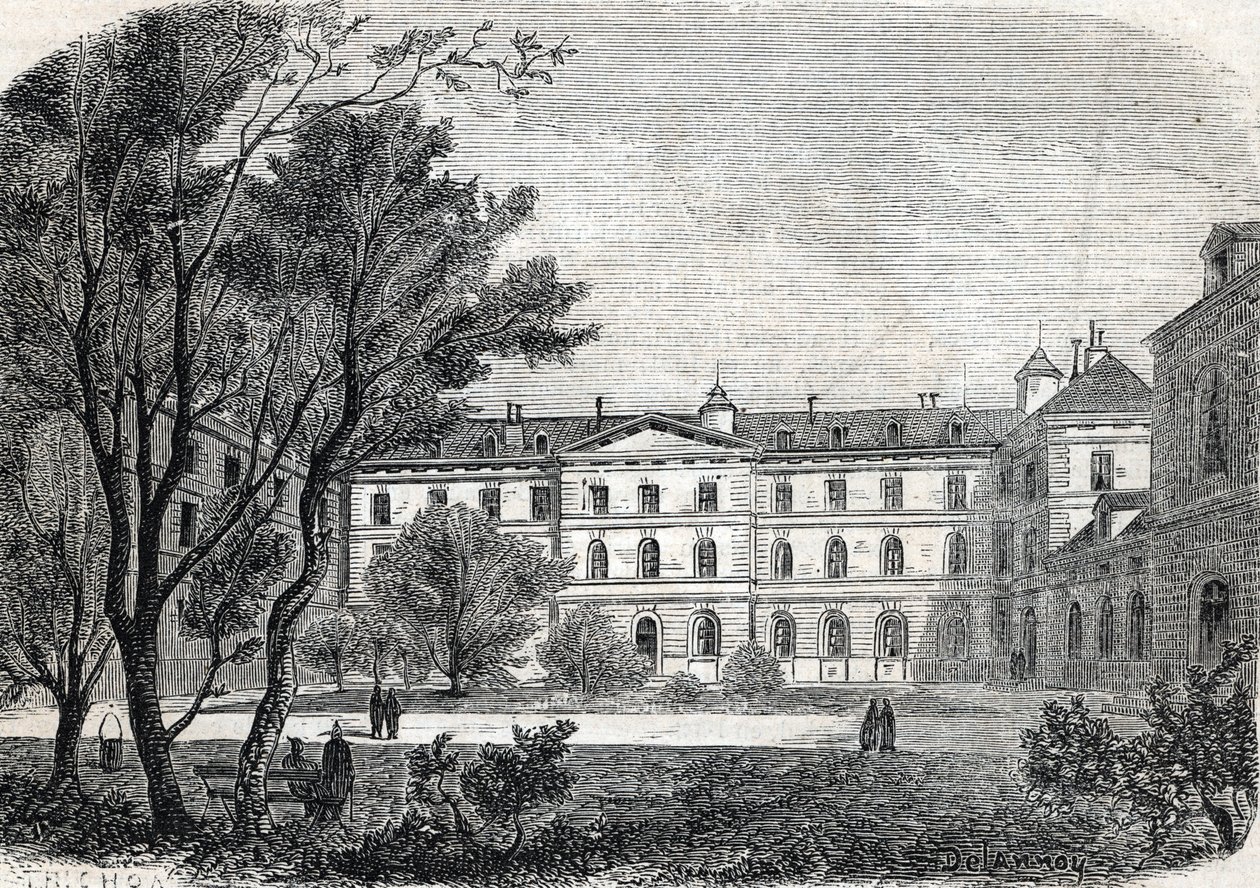 “Utsikt över Pietie Hospital i Paris” av French School
