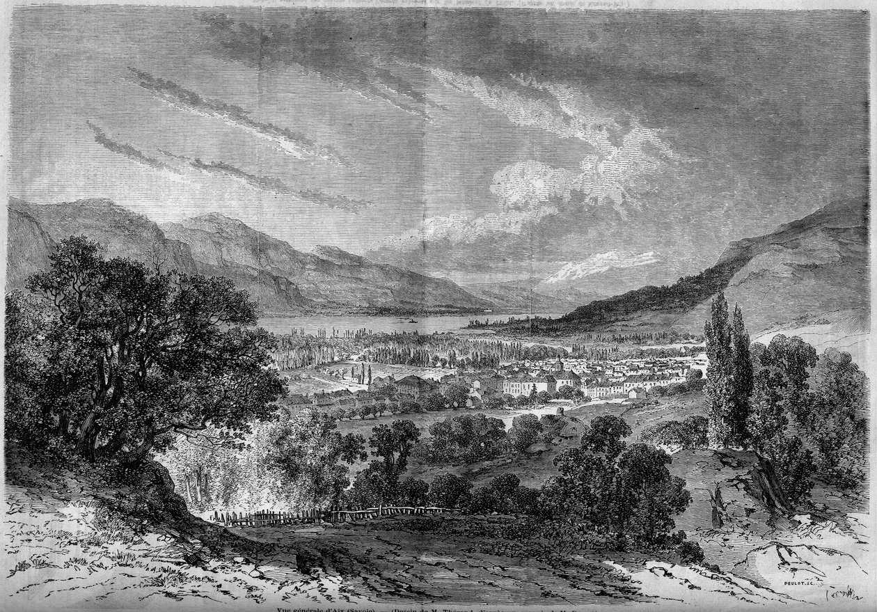 Utsikt över staden Aix les Bains (Aix-les-Bains), Savoie (73) av French School
