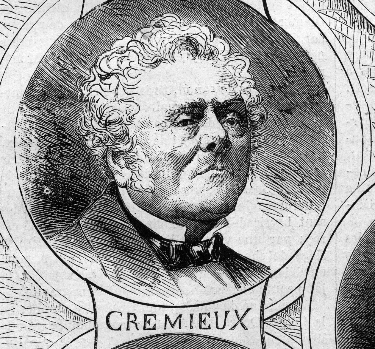 Kriget 1870 - Nationella försvarets regering: porträtt av Adolphe Cremieux (1796-1880), medlem av den provisoriska regeringen 1870. Gravyr i "" Le Monde Illustré"" nr 706 den 22 oktober av French School