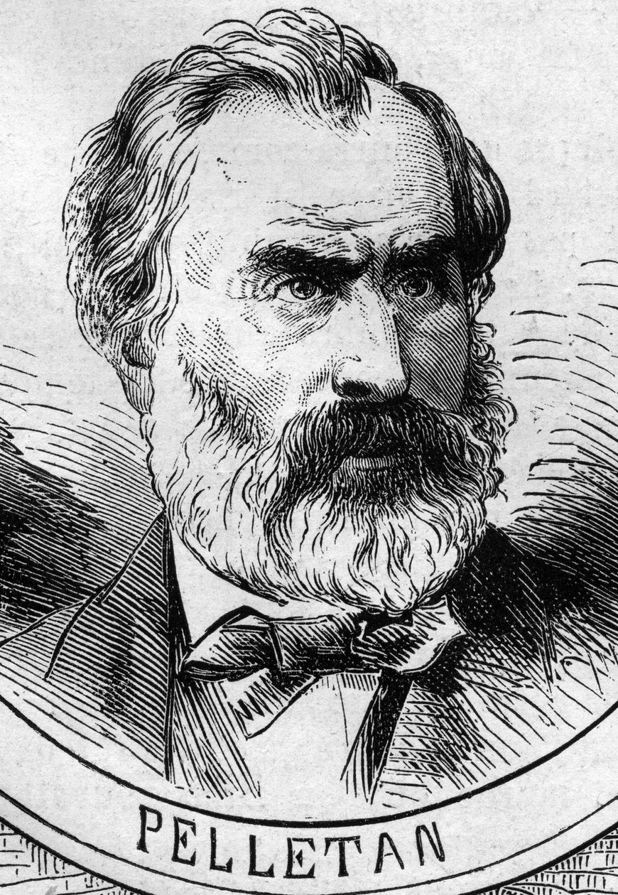 Kriget 1870 - Nationella försvarets regering: porträtt av Eugene Pelletan (1813-1884), medlem av den provisoriska regeringen 1870. Gravyr i "" Le Monde Illustré"" nr 706 den 22 oktober av French School