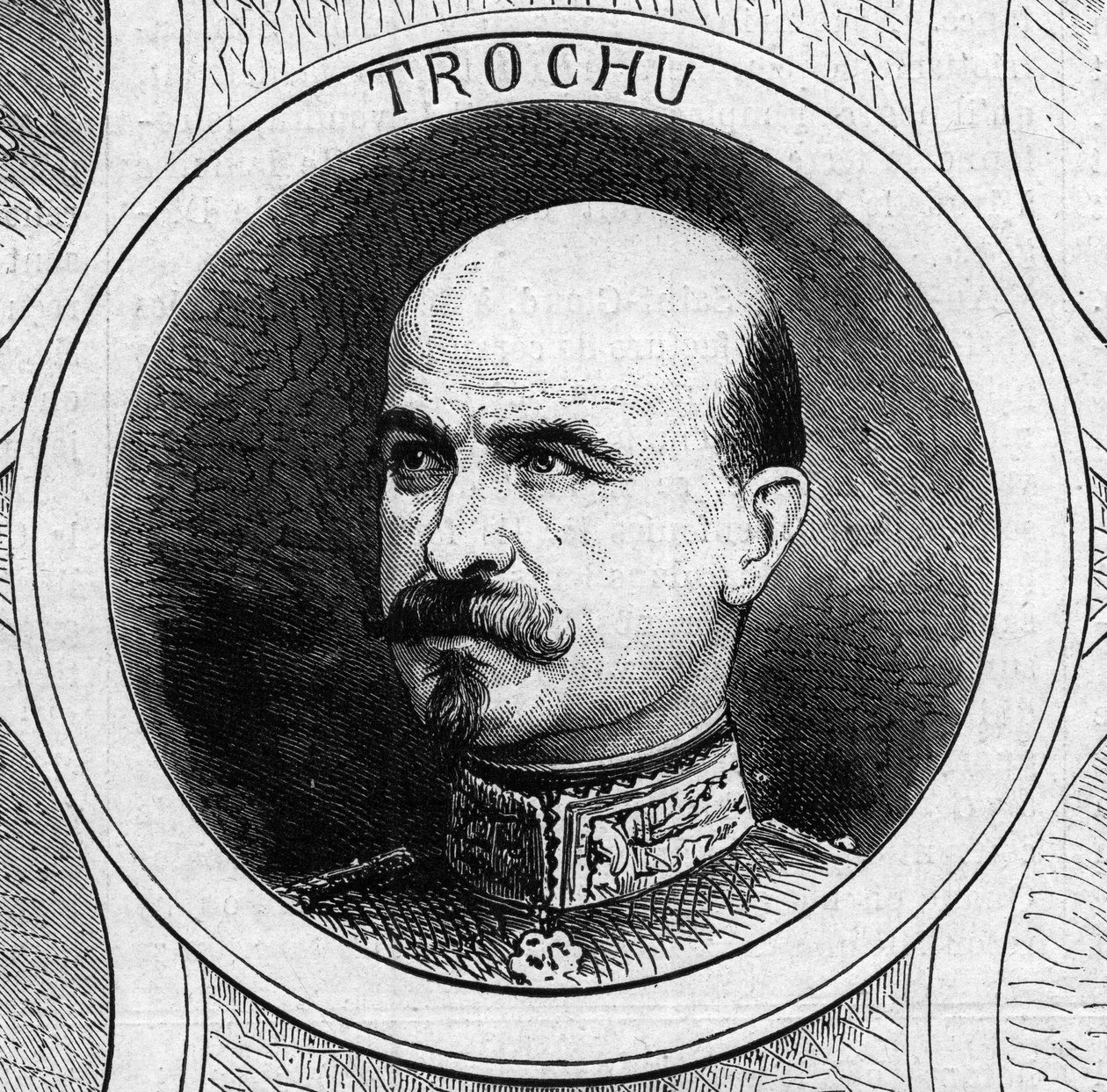 Kriget 1870 - Nationella försvarets regering: porträtt av general Louis Jules Trochu (1815-1896), president för den provisoriska regeringen 1870. Gravyr i "" Le Monde Illustré"" nr 706 den 22 oktober av French School