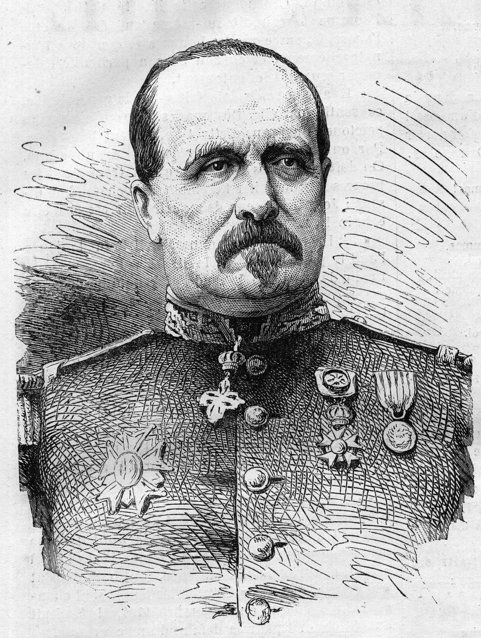 Kriget 1870: porträtt av Jules Marie Ladreit de La Charriere (1806-1870), fransk soldat. Gravyr i "" Le Monde Illustré"" nr 714 av 17 december 1870. av French School