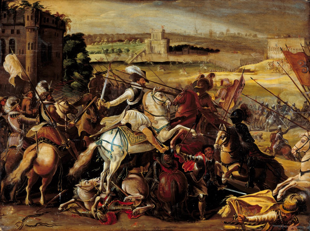 Religionskrig: "" Henri IV i slaget vid Arques (21 september av French School