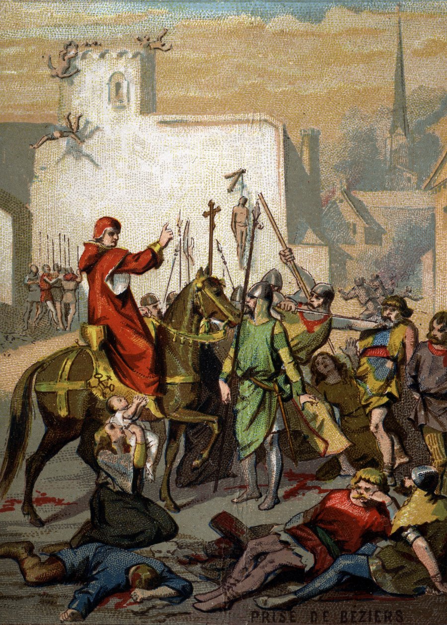 War of the Albigeese - Capture of Beziers "" Döda allt, Gud kommer att känna igen sitt" (Innocentius III av French School