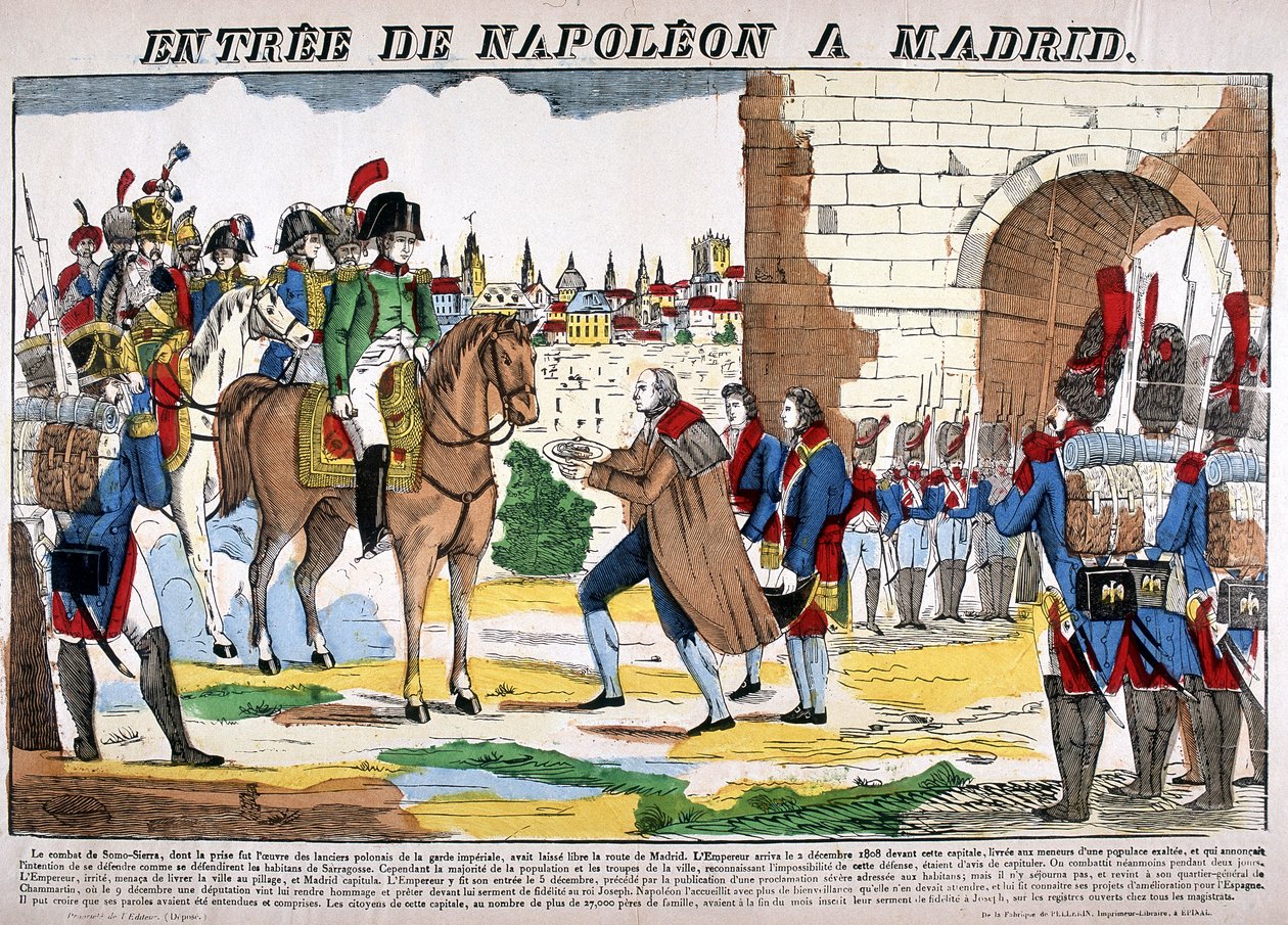 Halvöns krig (1807-1814) - Napoleon I:s intåg i Madrid den 2/12/1808. Bild på Epinal av French School