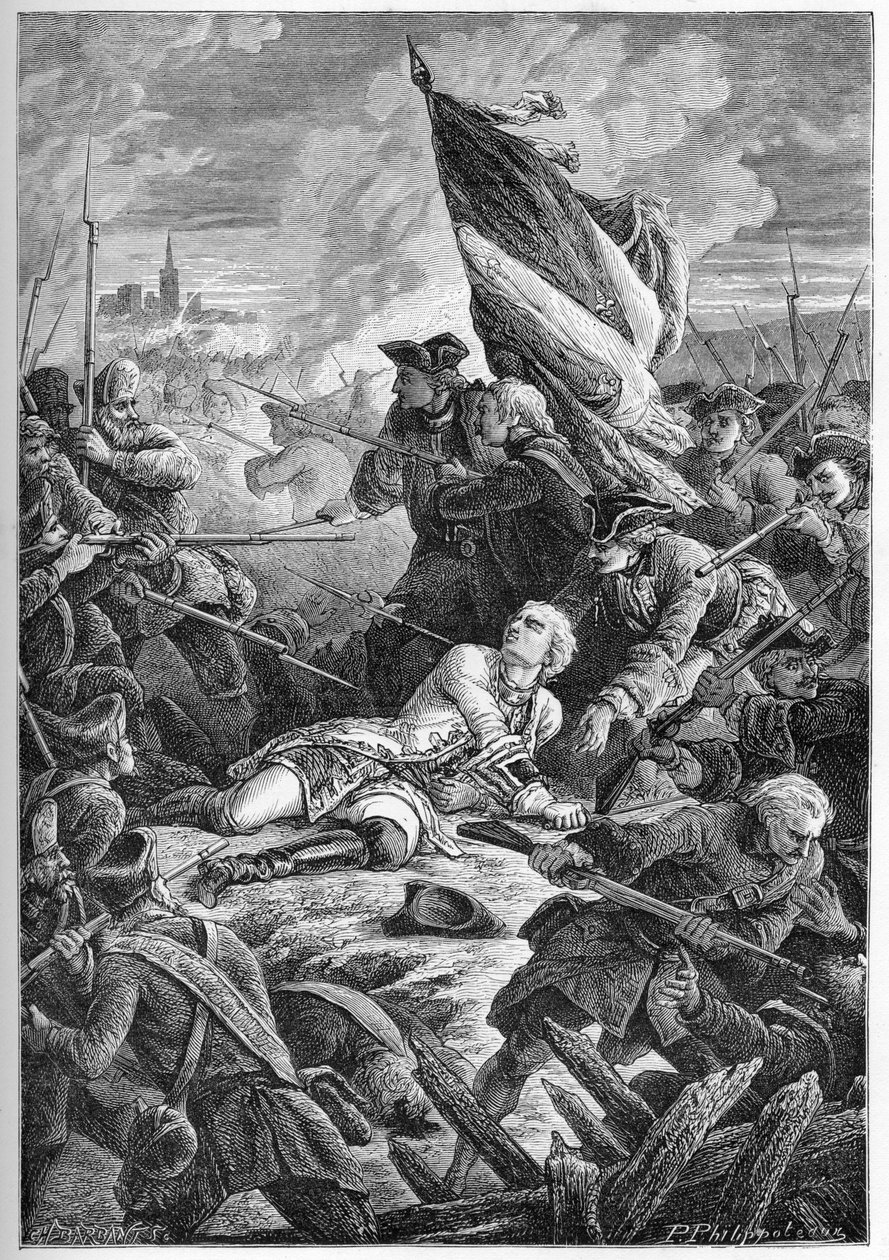 Det polska tronföljdskriget (1733-1738) - Louis Robert Hippolyte de Brehans död, greve av Plelo (1699-1734) före Dantzig, 27 maj av French School