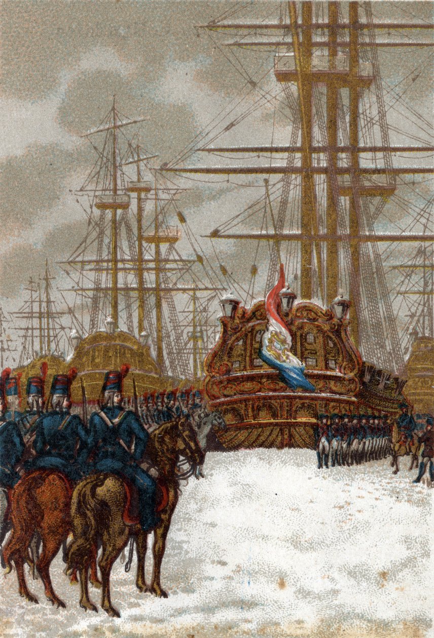 Franska revolutionens krig: Erövring av den holländska flottan vid Helder i Holland (slutet av december 1794 - början av januari 1795): flottan togs av general Pichegrus kavalleri, medan isen stoppade alla fartygs rörelser. av French School