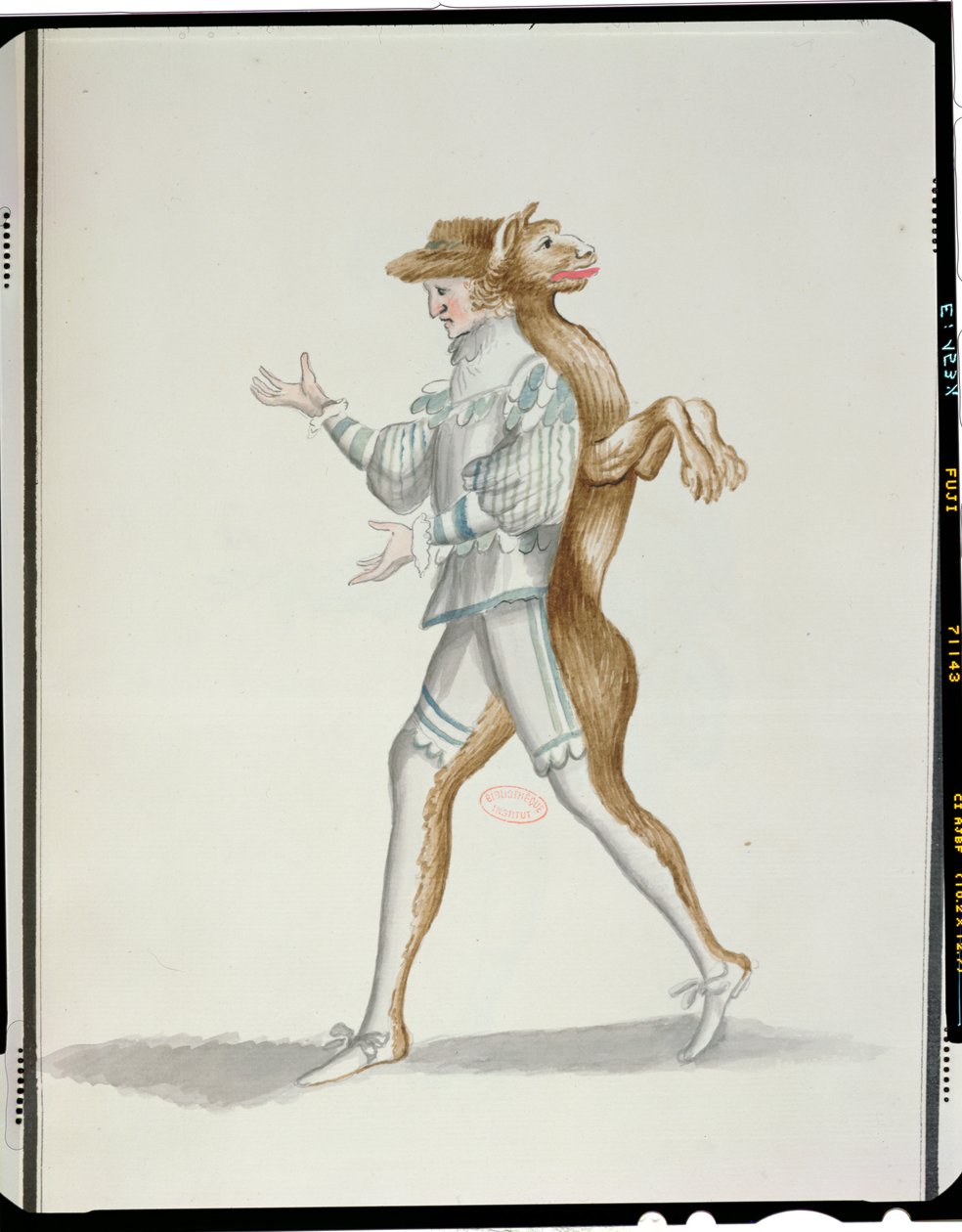Varulvsdräkt för Ballet de la Nuit av Jean-Baptiste Lully (1632-87) dansad av Ludvig XIV, 23 februari 1653 (wc på papper) av French School