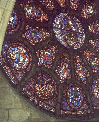 West Rose Window, detalj av den sista domen, c.1225 (målat glas) av French School