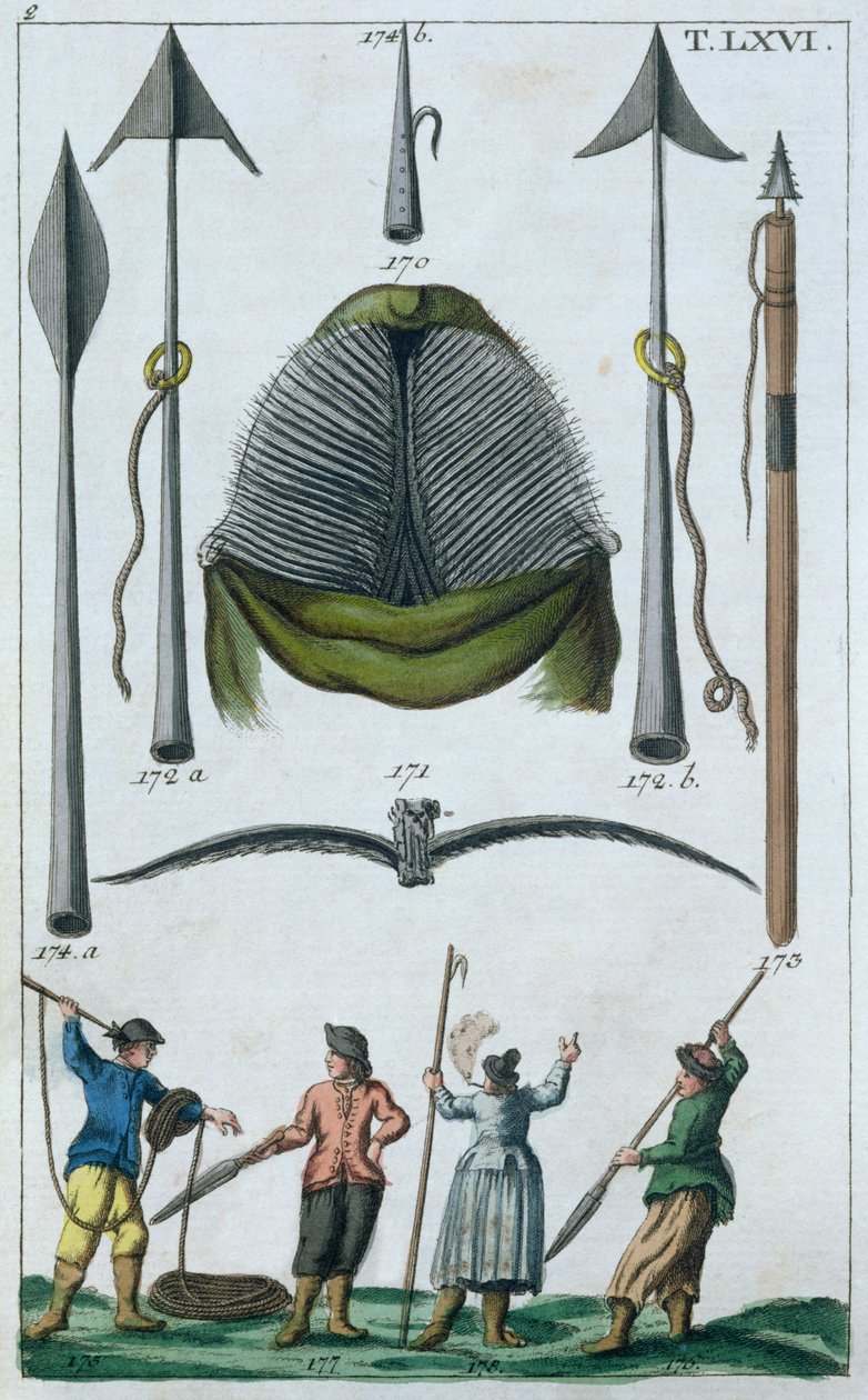 Valfångstredskap, 1700-talets andra hälft (färgstick) av French School