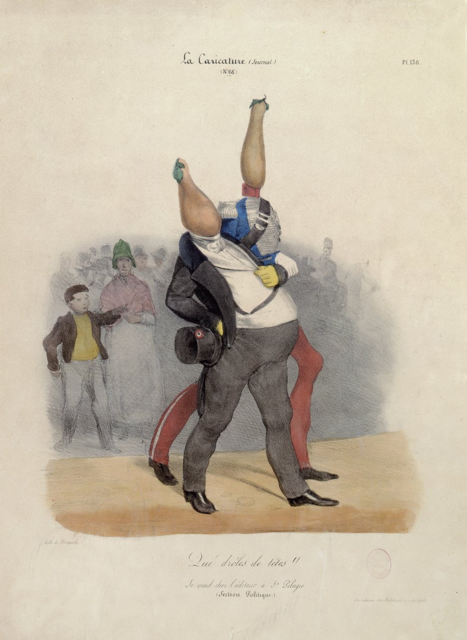 What Funny Heads!, karikatyr av Louis-Philippe dOrleans (1773-1850) och Charles X (1757-1836) ca 1830 av French School