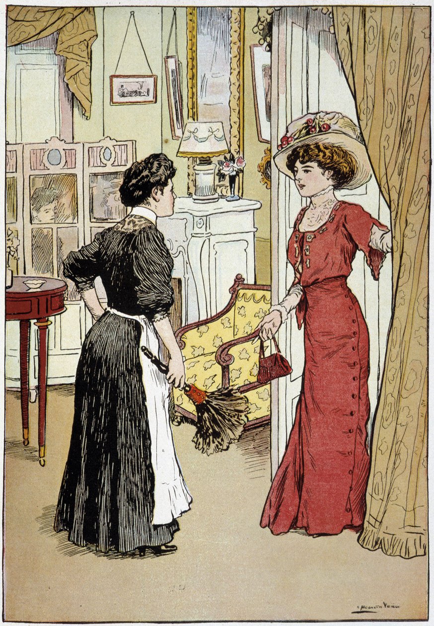 Varför sa du till mig att Madame var där, jag såg henne inte någonstans. Madame gick ut, men hon sa till mig att för dig var hon fortfarande hemma. 1900-talet av French School