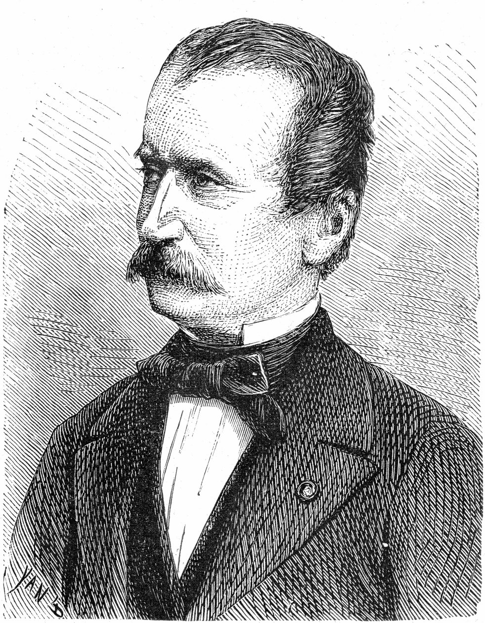 Wilhelm von Engerth (1814-1884) österrikisk ingenjör (motor), gravyr av French School