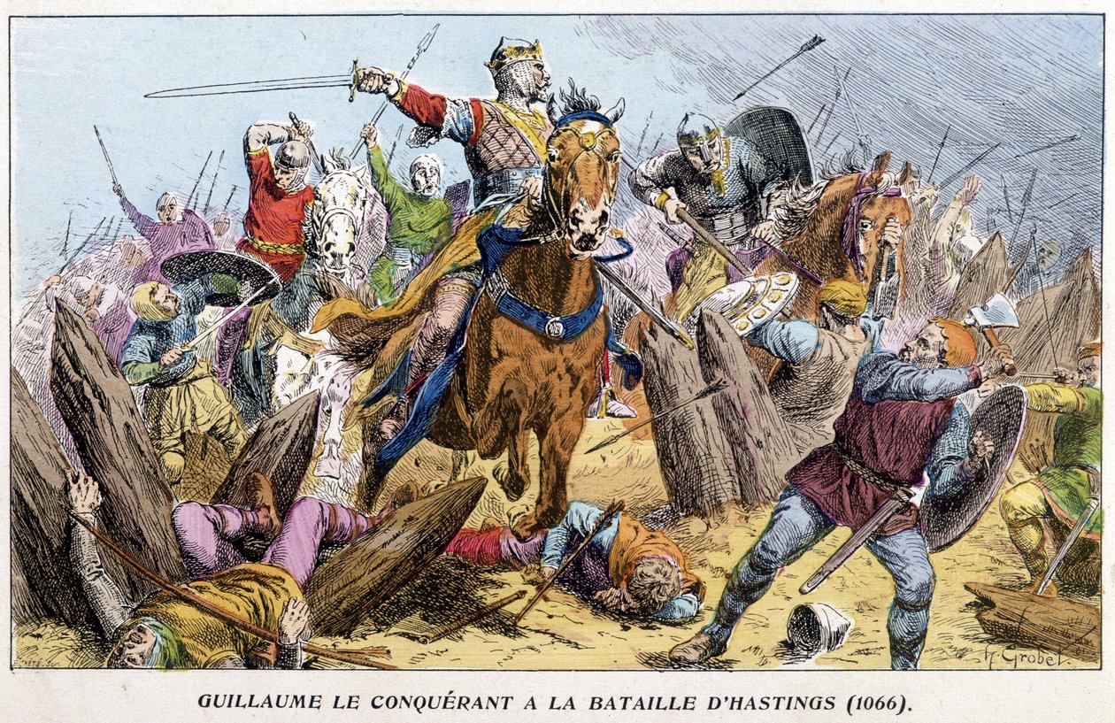 Vilhelm Erövraren i slaget vid Hastings av French School