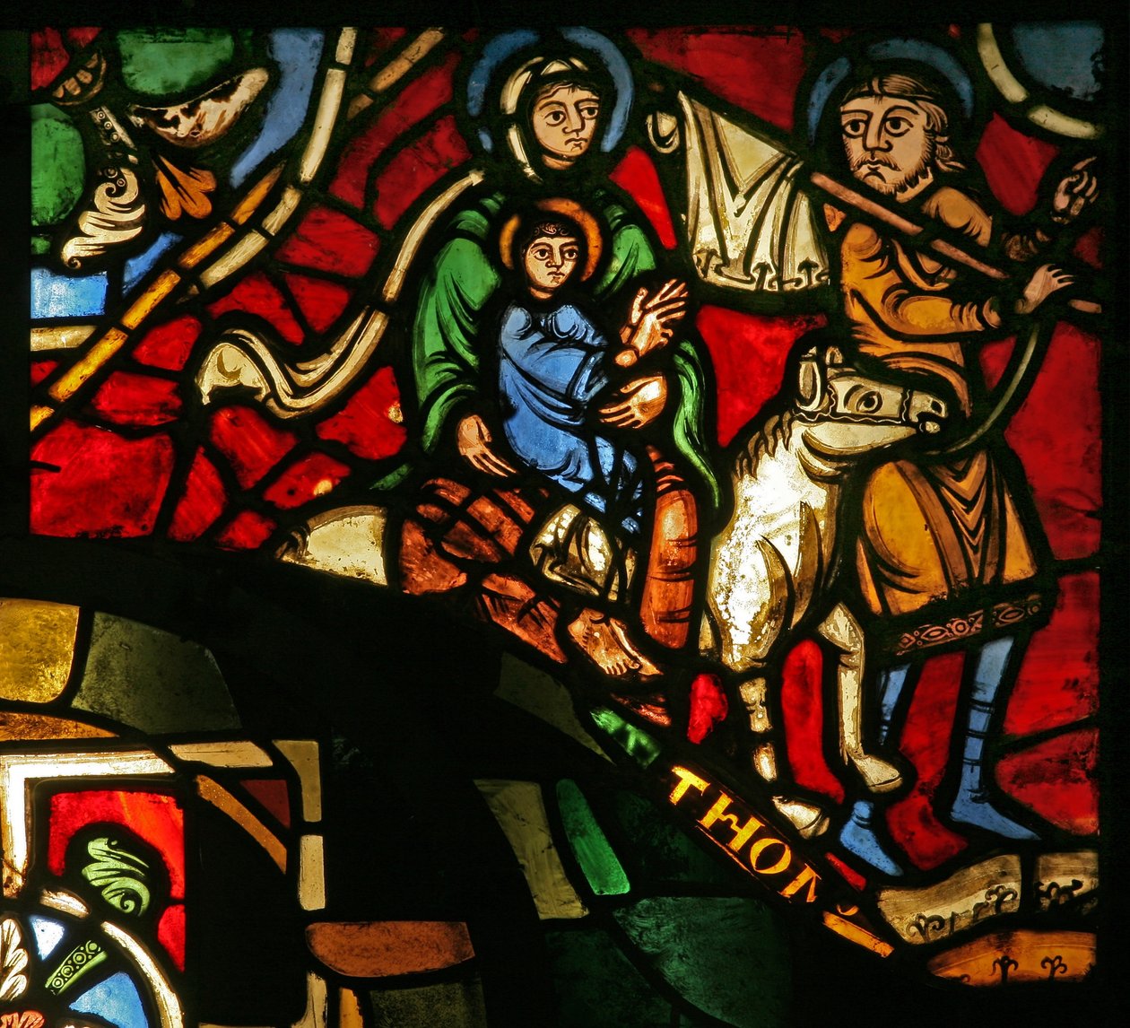 Window Treasury-A som visar flygningen till Egypten av French School