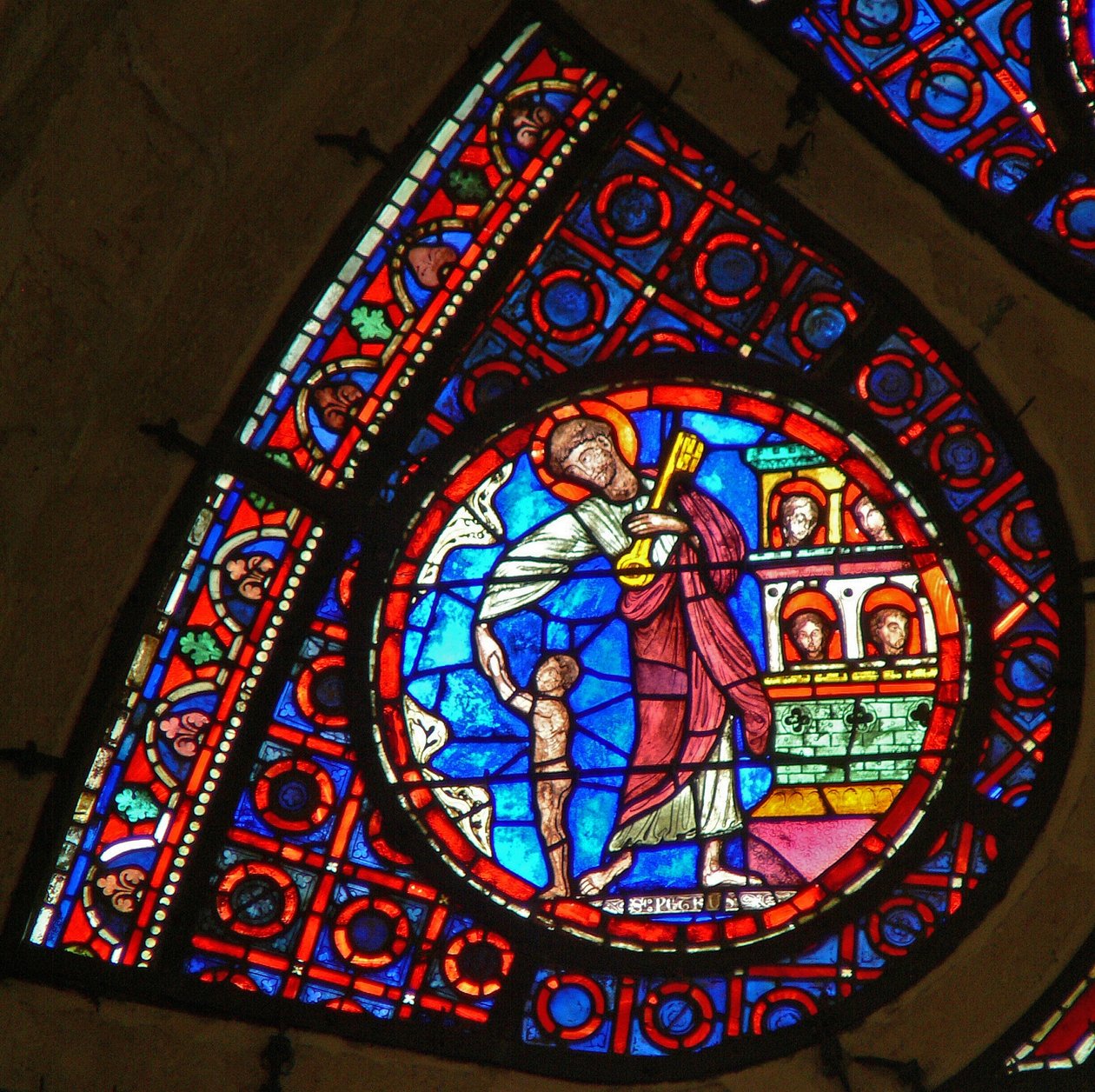 Fönster Ww föreställande St Peter med nyckeln till himlen av French School
