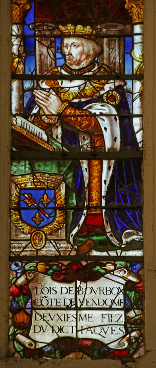 Fönster som visar Louis de Bourbon-Vendome (målat glas) av French School