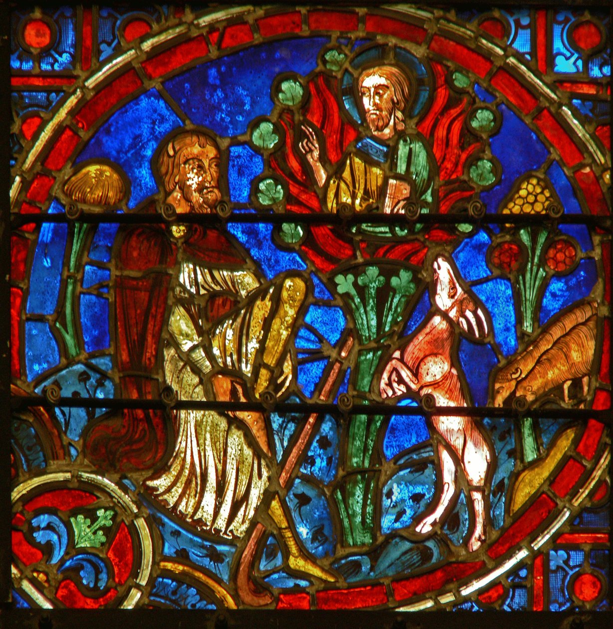 Fönster föreställande Moses och den brinnande busken av French School
