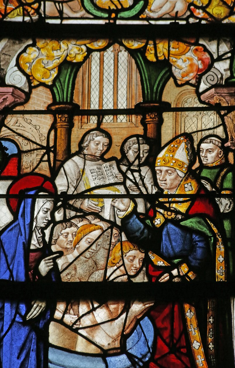 Fönster som visar Sankta Maria Magdalena: Greven av Provence och hans fru döps av French School