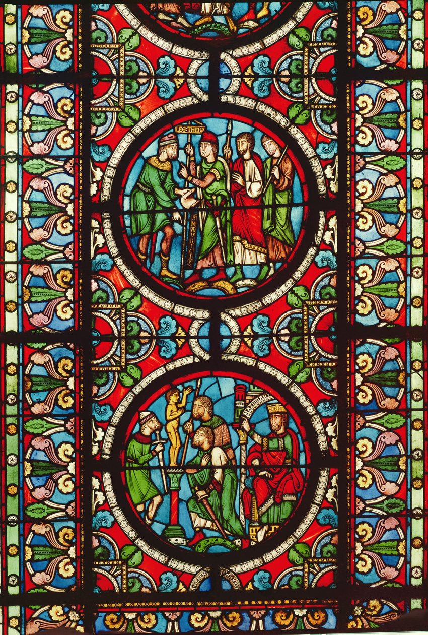 Fönster som visar scener ur St. Maurices liv, 1100-1200-talet av French School