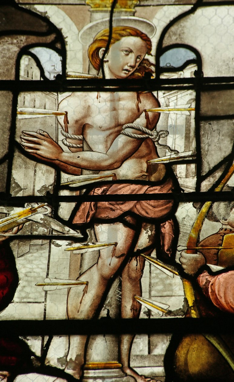 Fönster som visar Sankt Sebastians död (målat glas) av French School