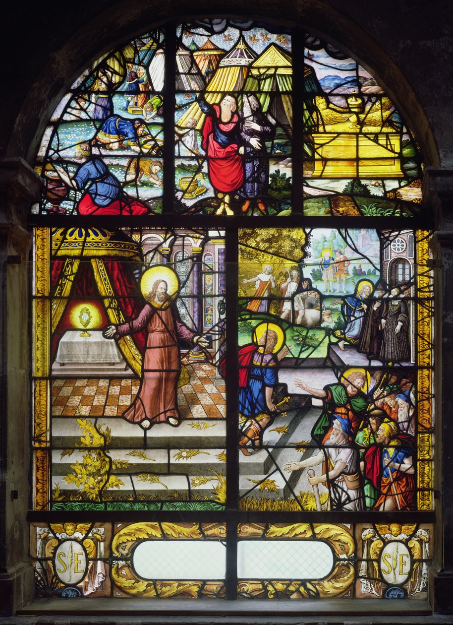 Fönster som skildrar Mannas sammankomst, 1612-22 av French School