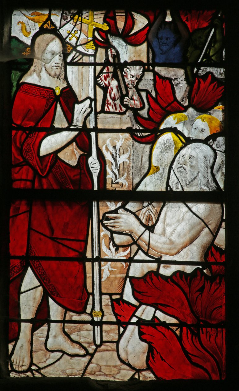 Vindue, der viser Helvedes Harvning, 1505-10 swed av French School