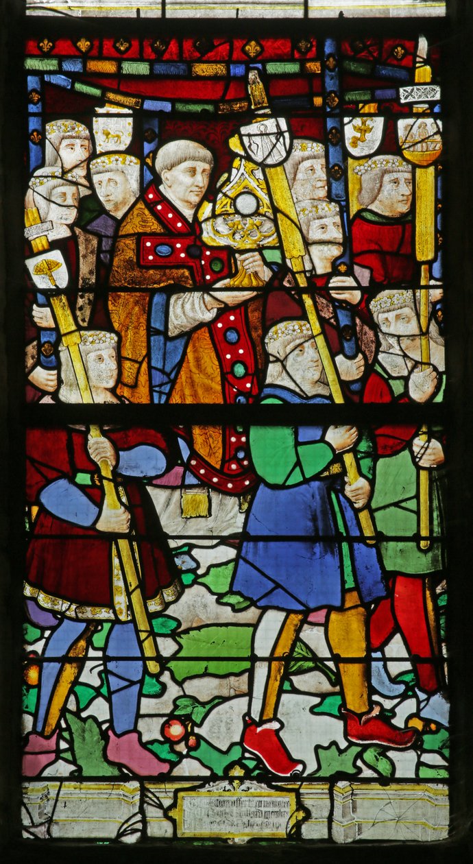 Fönster som visar värdens procession, ca 1495 (målat glas) av French School