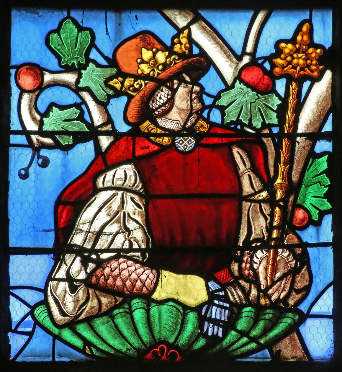 Fönster som visar Jesses träd (mestadels modernt) (målat glas) av French School