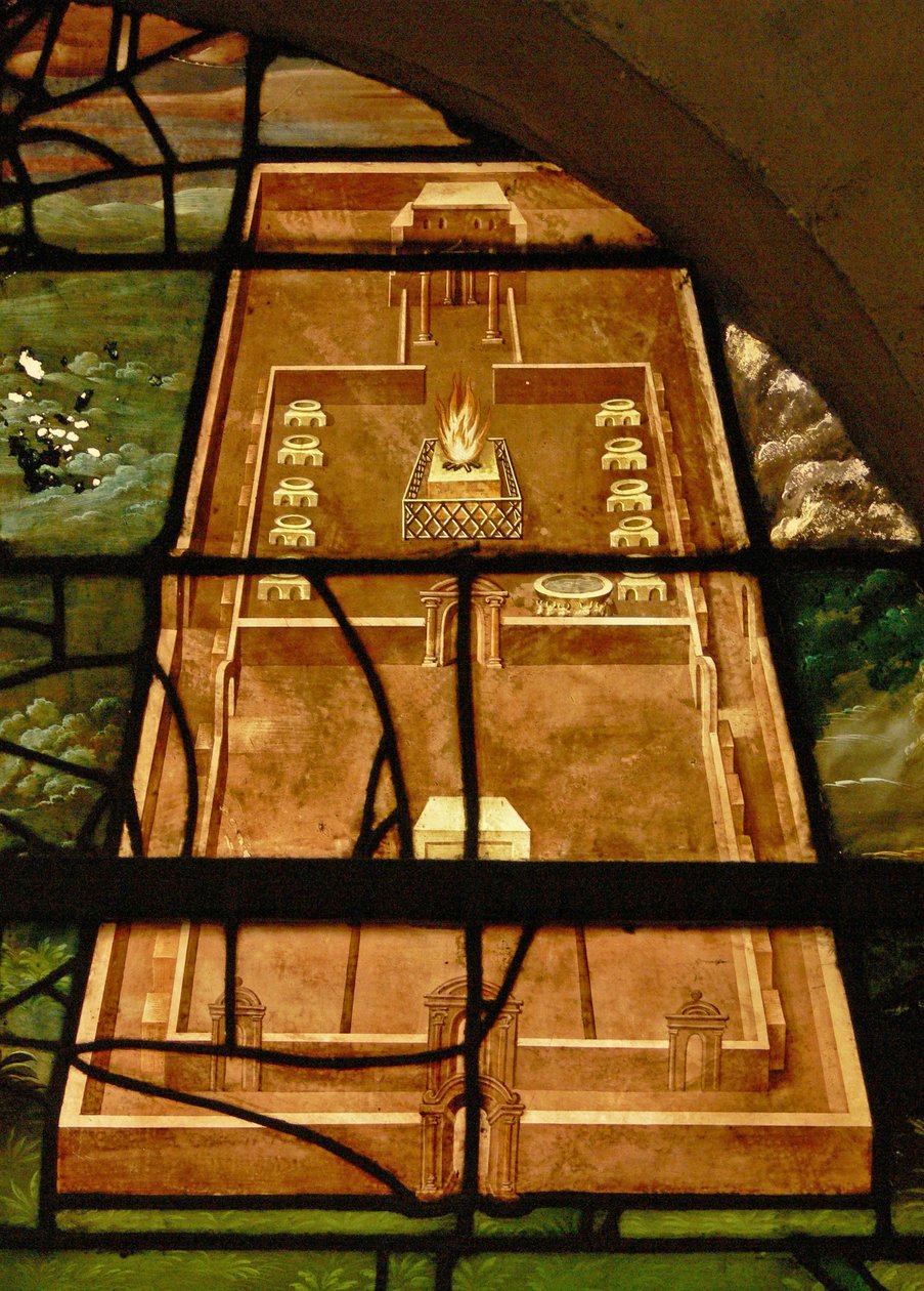 Fönster i Charnier (w.7) föreställande templet av French School